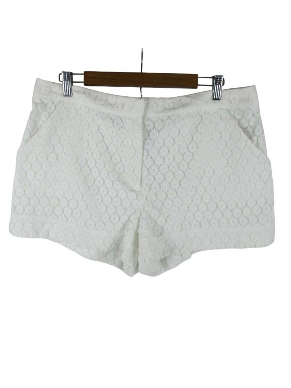 Nicole by Nicole Miller White Eyelet Lace Floral Pattern Women's Shorts Size 16